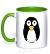 Mug with a colored handle POP-EYED PENGUIN kelly-green фото