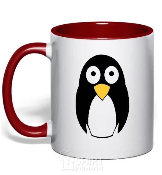 Mug with a colored handle POP-EYED PENGUIN red фото