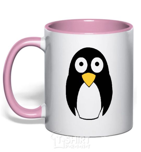 Mug with a colored handle POP-EYED PENGUIN light-pink фото