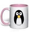 Mug with a colored handle POP-EYED PENGUIN light-pink фото