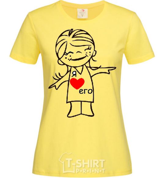 Women's T-shirt I LOVE HIM cornsilk фото