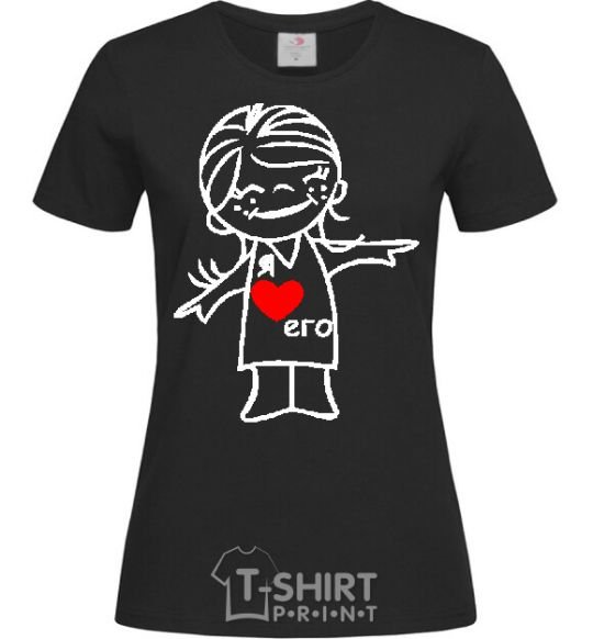 Women's T-shirt I LOVE HIM black фото