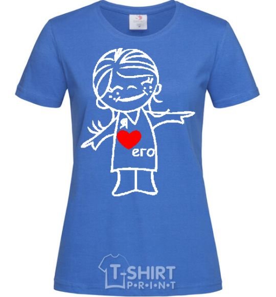 Women's T-shirt I LOVE HIM royal-blue фото