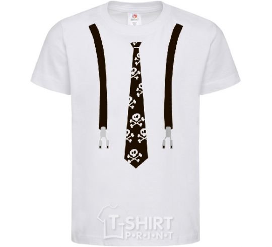 Kids T-shirt A tie with suspenders White фото