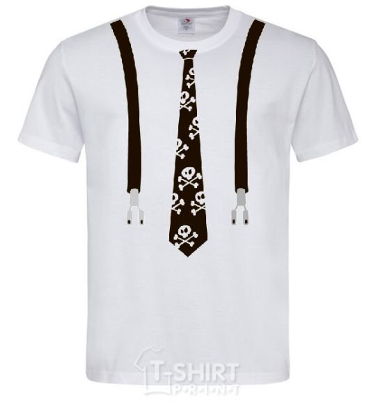Men's T-Shirt A tie with suspenders White фото