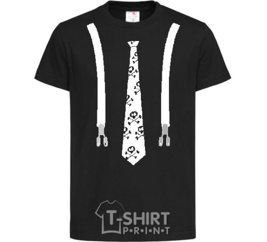 Kids T-shirt A tie with suspenders black фото