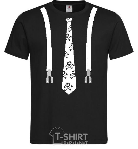 Men's T-Shirt A tie with suspenders black фото