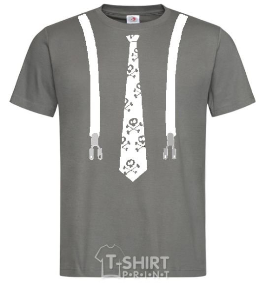 Men's T-Shirt A tie with suspenders dark-grey фото