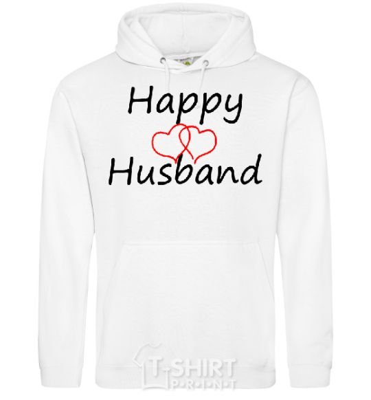 Men`s hoodie HAPPY HASBAND White фото