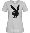 Women's T-shirt PLAYBOY BUNNY grey фото