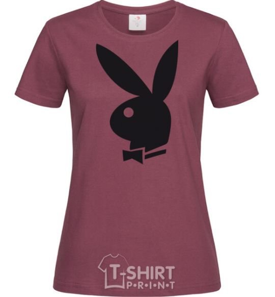 Women's T-shirt PLAYBOY BUNNY burgundy фото