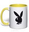 Mug with a colored handle PLAYBOY BUNNY yellow фото