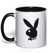 Mug with a colored handle PLAYBOY BUNNY black фото