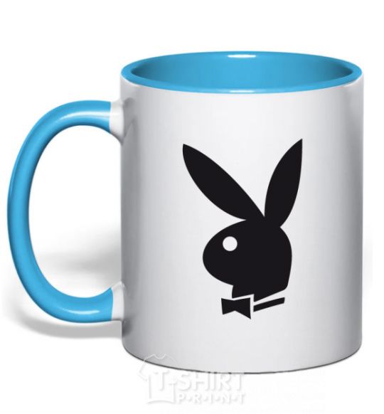 Mug with a colored handle PLAYBOY BUNNY sky-blue фото