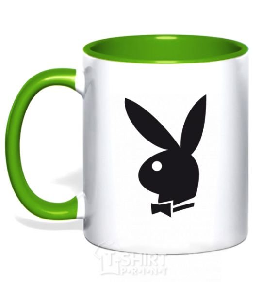 Mug with a colored handle PLAYBOY BUNNY kelly-green фото