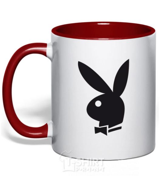 Mug with a colored handle PLAYBOY BUNNY red фото