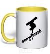 Mug with a colored handle SNOWBOARD x3mal yellow фото