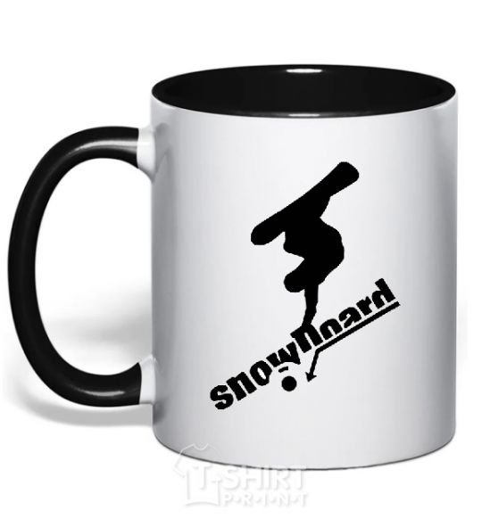 Mug with a colored handle SNOWBOARD x3mal black фото