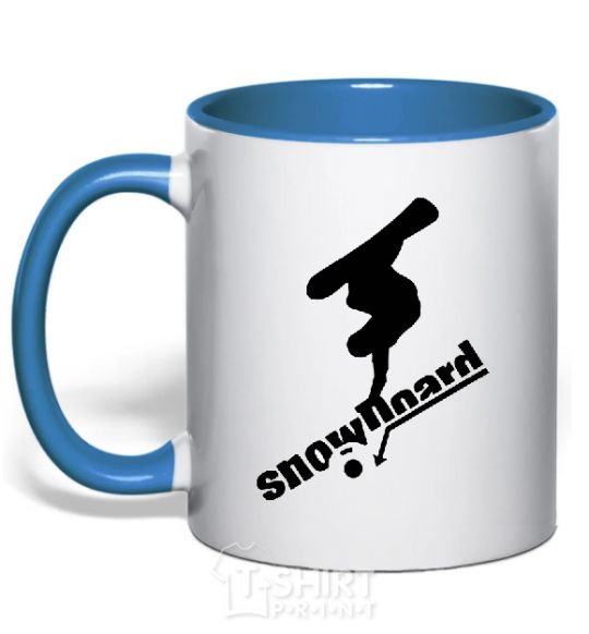 Mug with a colored handle SNOWBOARD x3mal royal-blue фото