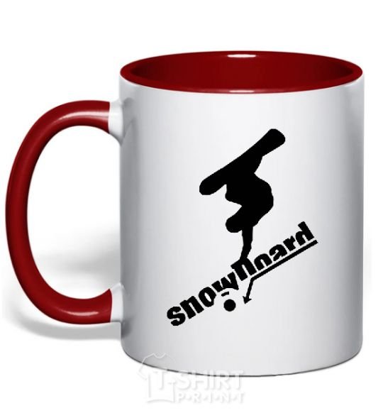 Mug with a colored handle SNOWBOARD x3mal red фото