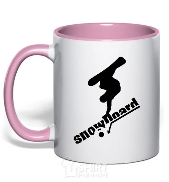 Mug with a colored handle SNOWBOARD x3mal light-pink фото