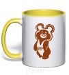Mug with a colored handle Olympic bear yellow фото