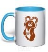 Mug with a colored handle Olympic bear sky-blue фото