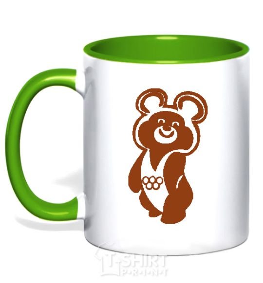 Mug with a colored handle Olympic bear kelly-green фото