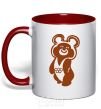 Mug with a colored handle Olympic bear red фото