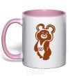 Mug with a colored handle Olympic bear light-pink фото