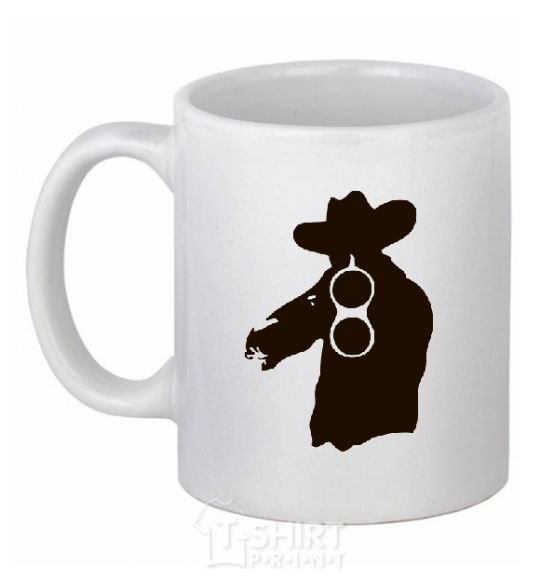 Ceramic mug A hunter with a gun White фото