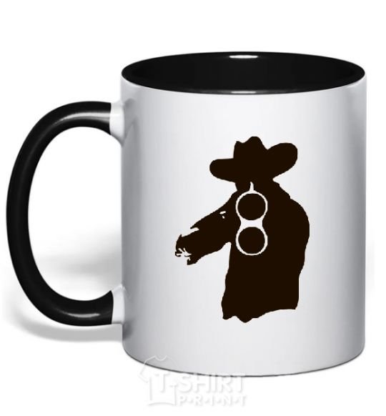 Mug with a colored handle A hunter with a gun black фото