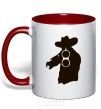Mug with a colored handle A hunter with a gun red фото