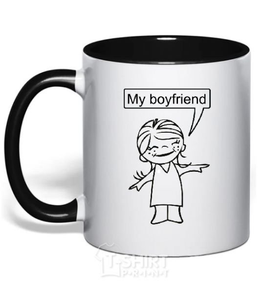 Mug with a colored handle MY BOYFRIEND black фото