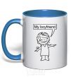 Mug with a colored handle MY BOYFRIEND royal-blue фото