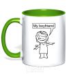 Mug with a colored handle MY BOYFRIEND kelly-green фото