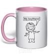 Mug with a colored handle MY BOYFRIEND light-pink фото