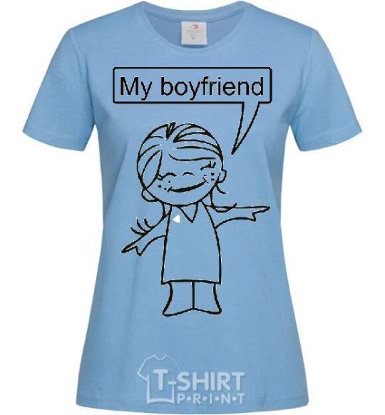 Women's T-shirt MY BOYFRIEND sky-blue фото