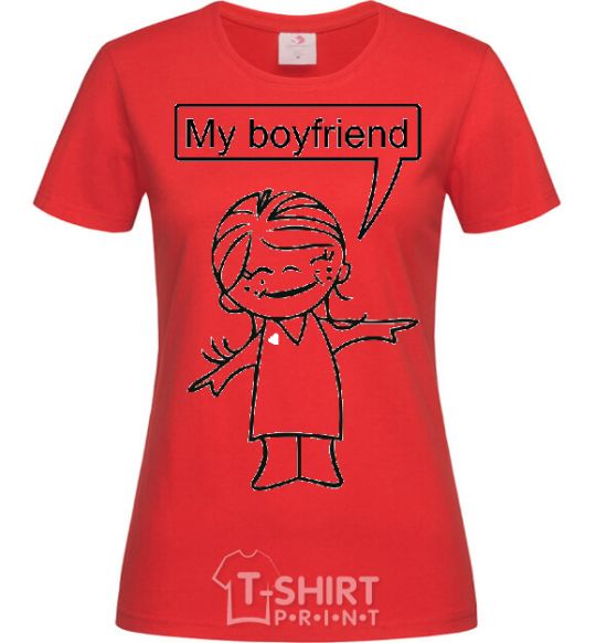 Women's T-shirt MY BOYFRIEND red фото
