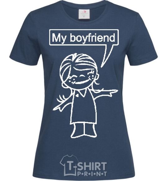 Women's T-shirt MY BOYFRIEND navy-blue фото