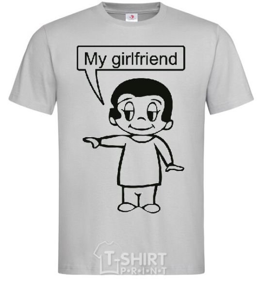 Men's T-Shirt MY GIRLFRIEND grey фото