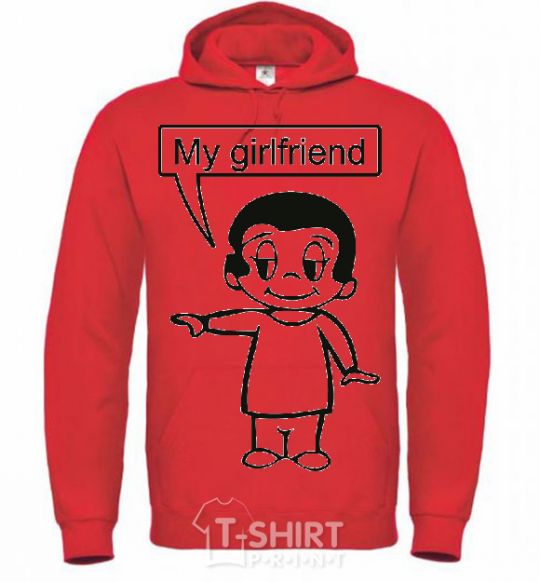 Men`s hoodie MY GIRLFRIEND bright-red фото