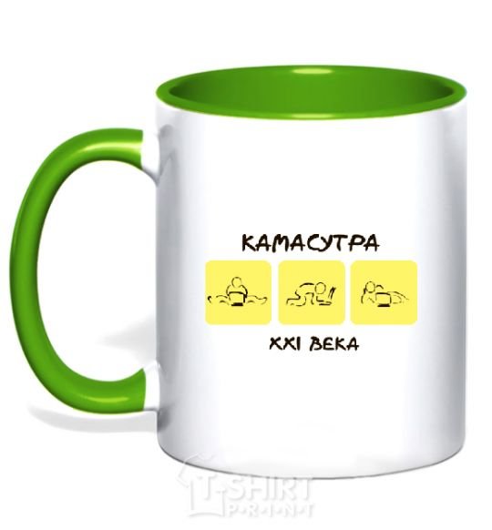 Mug with a colored handle KAMASUTRA OF THE XX CENTURY kelly-green фото