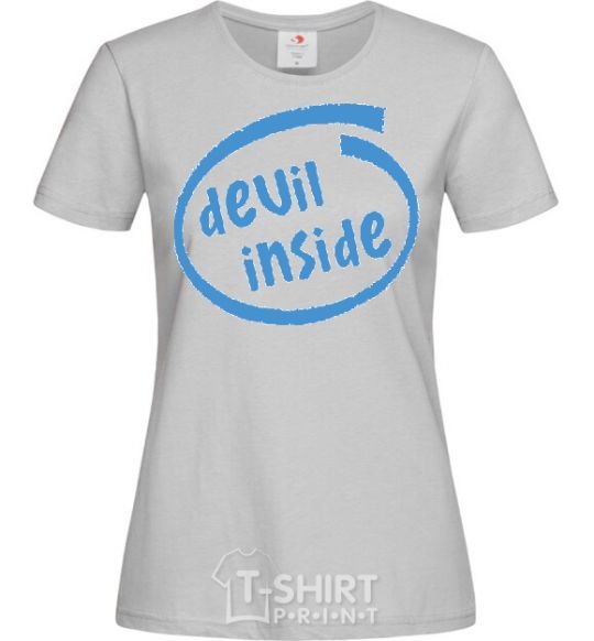 Women's T-shirt DEVIL INSIDE grey фото