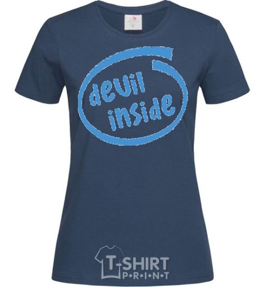 Women's T-shirt DEVIL INSIDE navy-blue фото