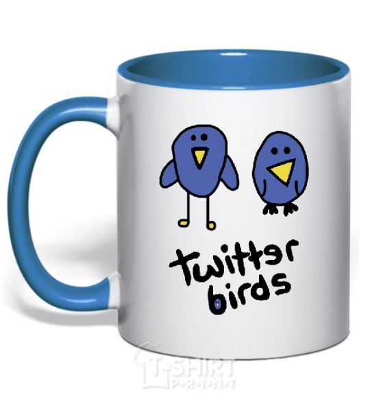 Mug with a colored handle TWITTER BIRDS royal-blue фото