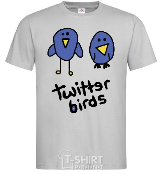 Men's T-Shirt TWITTER BIRDS grey фото