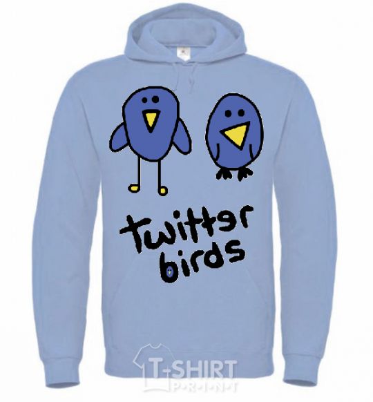 Men`s hoodie TWITTER BIRDS sky-blue фото