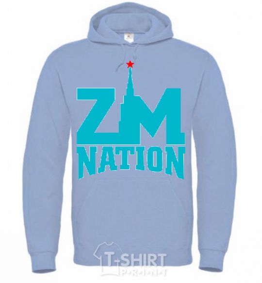 Men`s hoodie ZM NATION sky-blue фото
