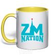 Mug with a colored handle ZM NATION yellow фото